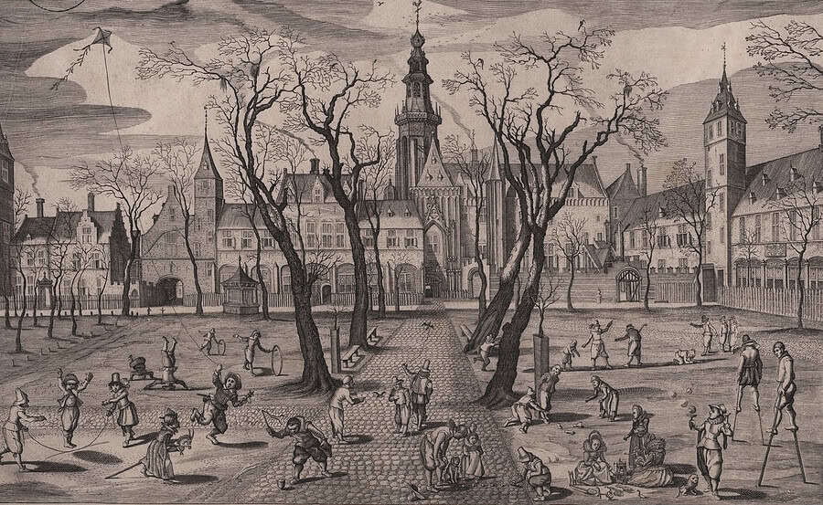 Spelende kinderen op het Abdijplein in Middelburg, naar Adriaen van de Venne (1622)